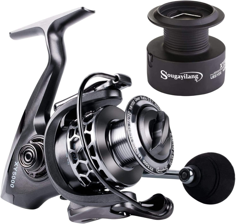Sougayilang Angelrolle 13 + 1BB leicht, ultra-glatt, Aluminium-Spinnrolle mit gratis Ersatz-Graphits