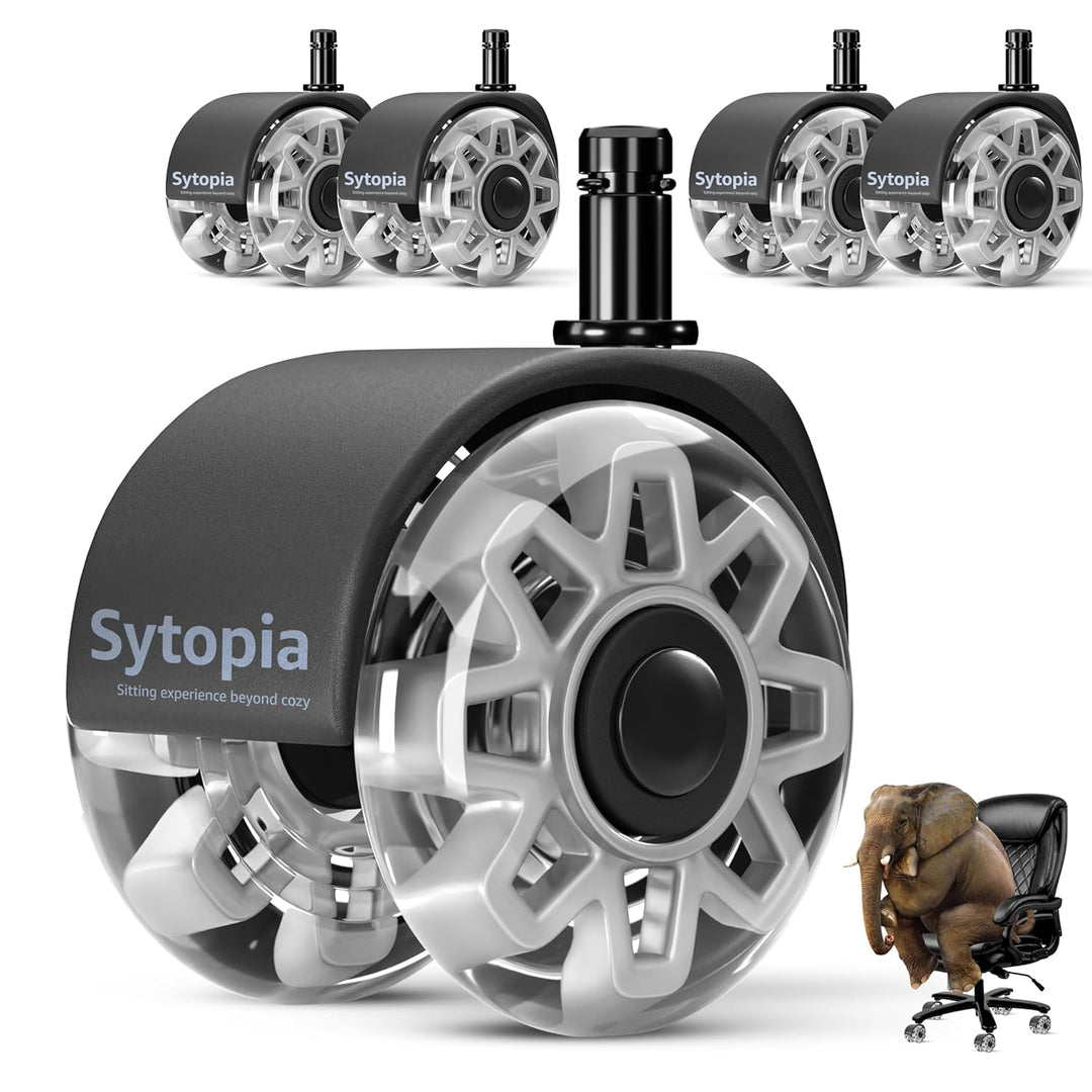 Sytopia Bürostuhl Rollen 10 x 22mm, Rollen Für Bürostühle 70mm, Gummi Bürostuhlrollen, 5er-Set, Für