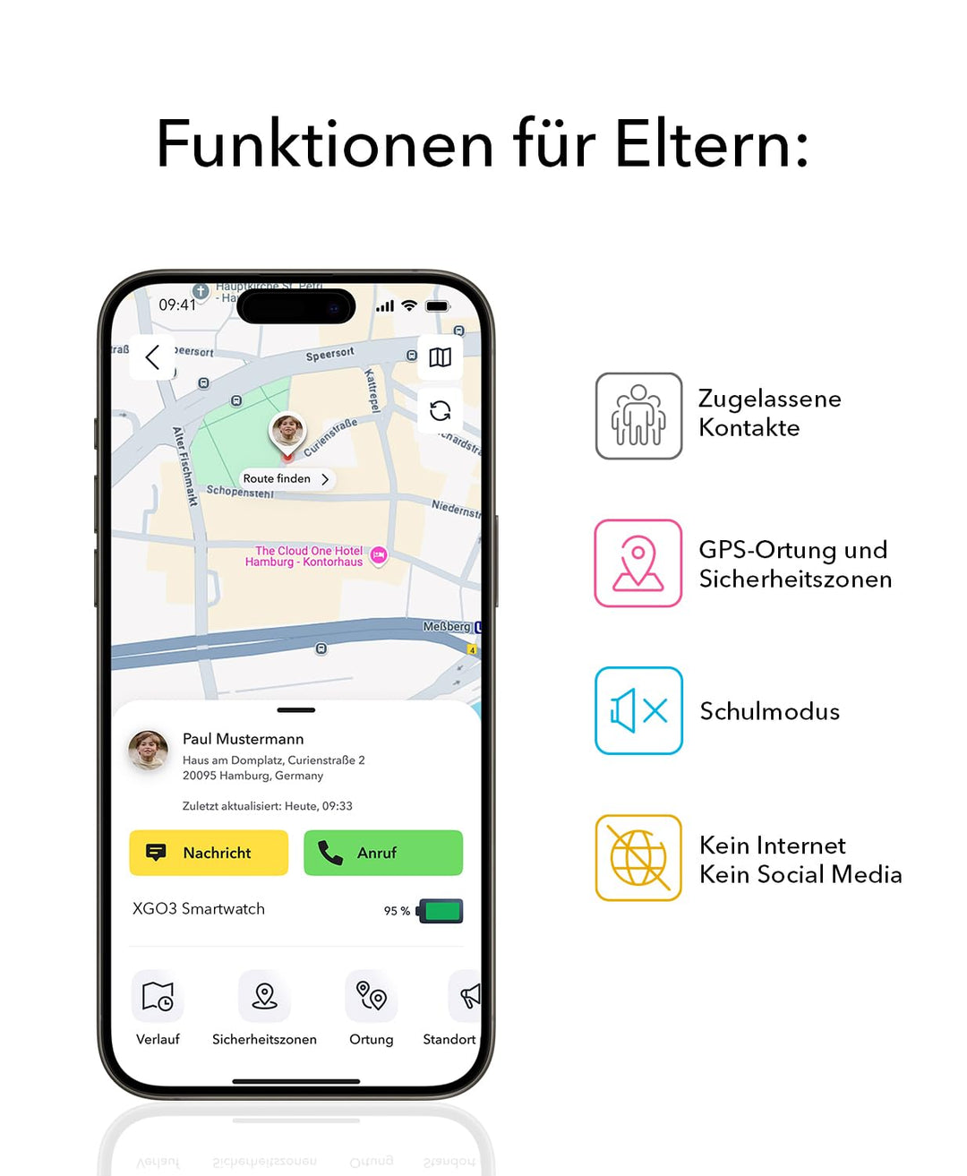 XPLORA XGO 3 - wasserdichte Telefon Uhr für Kinder - 4G, Anrufe, Nachrichten, Schulmodus, SOS-Funkti