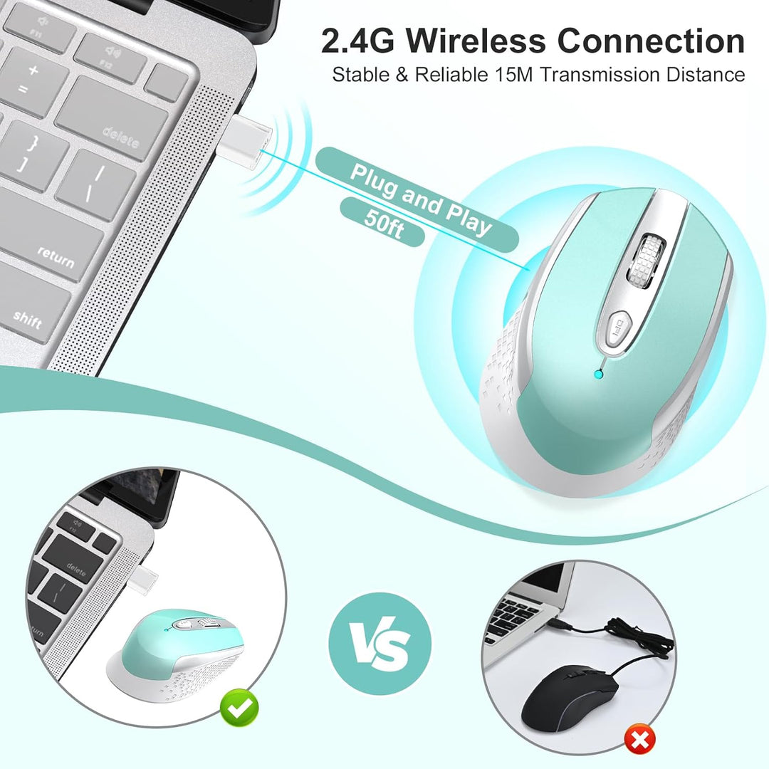 RaceGT Funkmaus USB C, Maus Kabellos 2,4Ghz mit USB C Empfänger 3 Verstellbare DPI Level Silent Mous