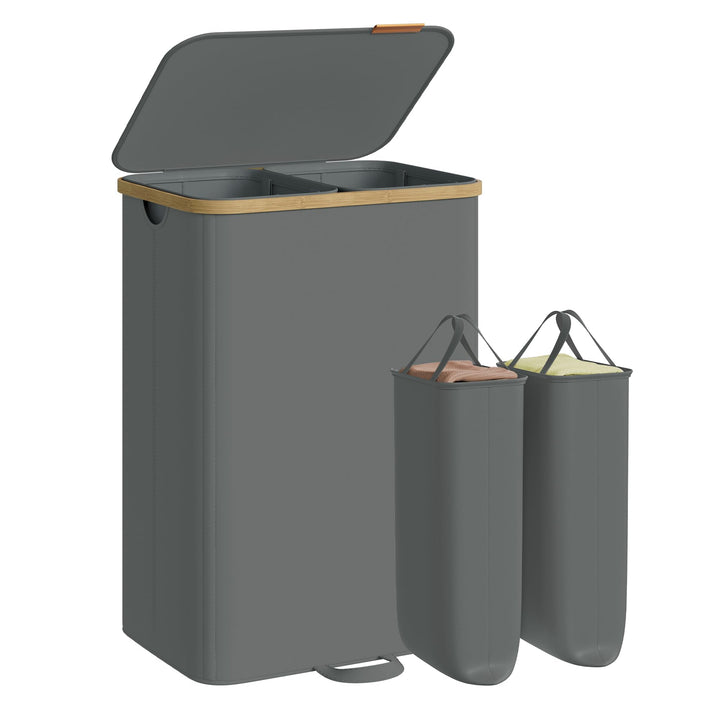 SONGMICS Wäschekorb mit Deckel, Wäschesammler, Wäschesortierer, Wäschetonne, Wäschesack herausnehmba