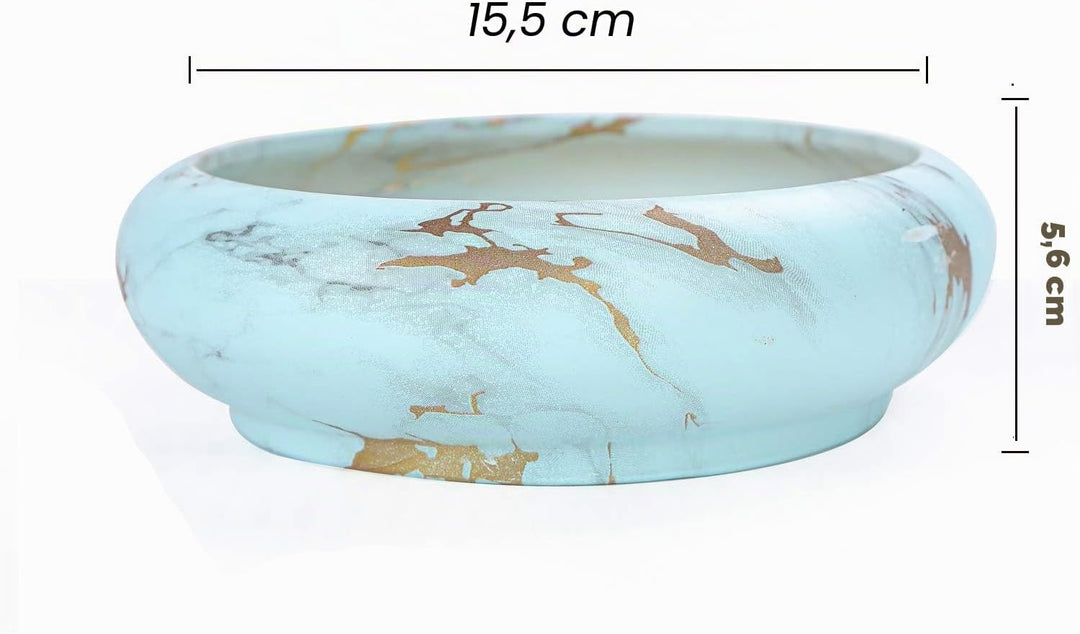 ARTKETTY Gross Sukkulenten Pflanzgefässe Töpfe mit Bambus Untersetzer, 18,5cm Keramik Kaktus Übertöp