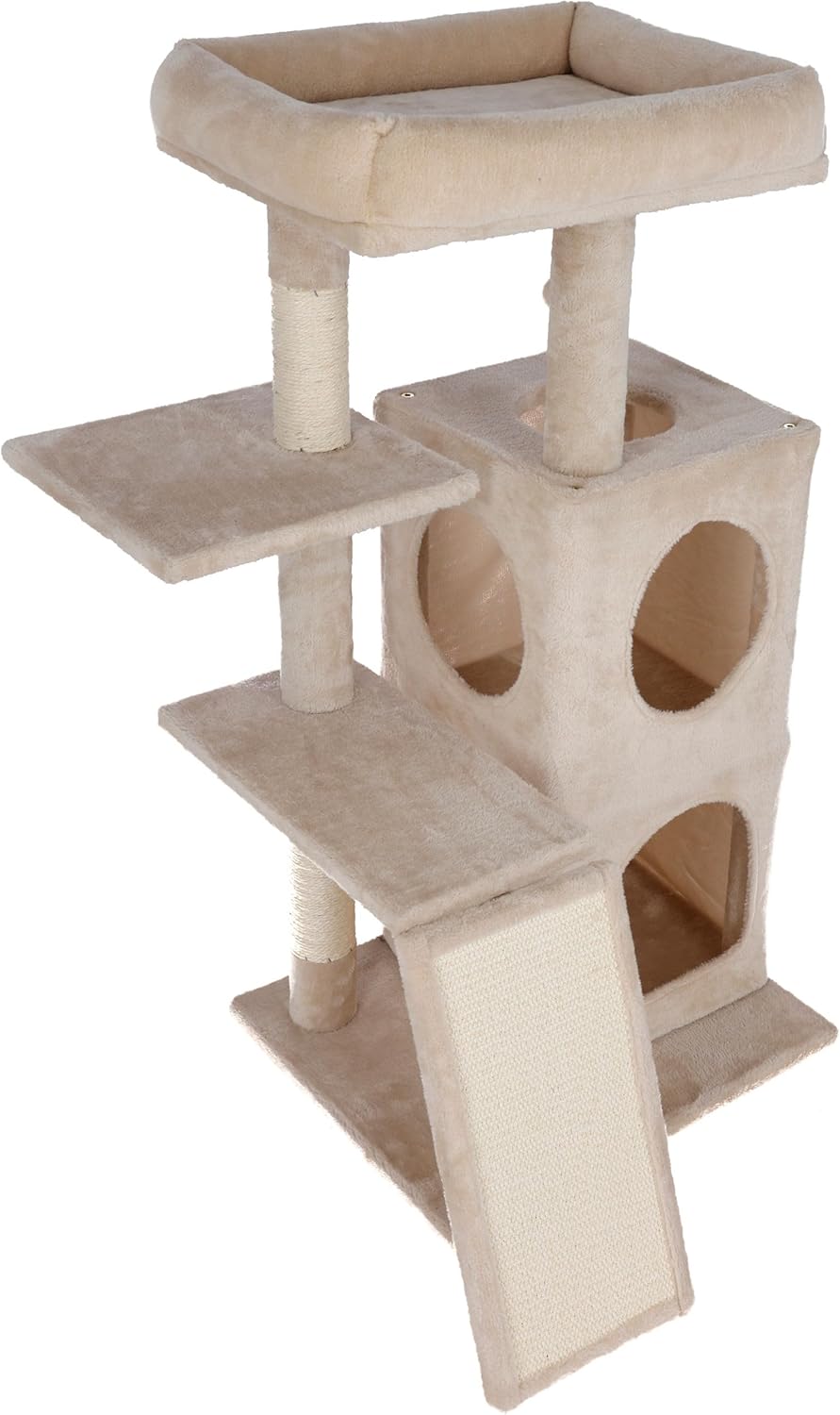 Kerbl Kratzbaum Alessia (Farbe: beige, Höhe: 100 cm, doppelstöckige Höhle mit Mehreren EIN- und Ausg