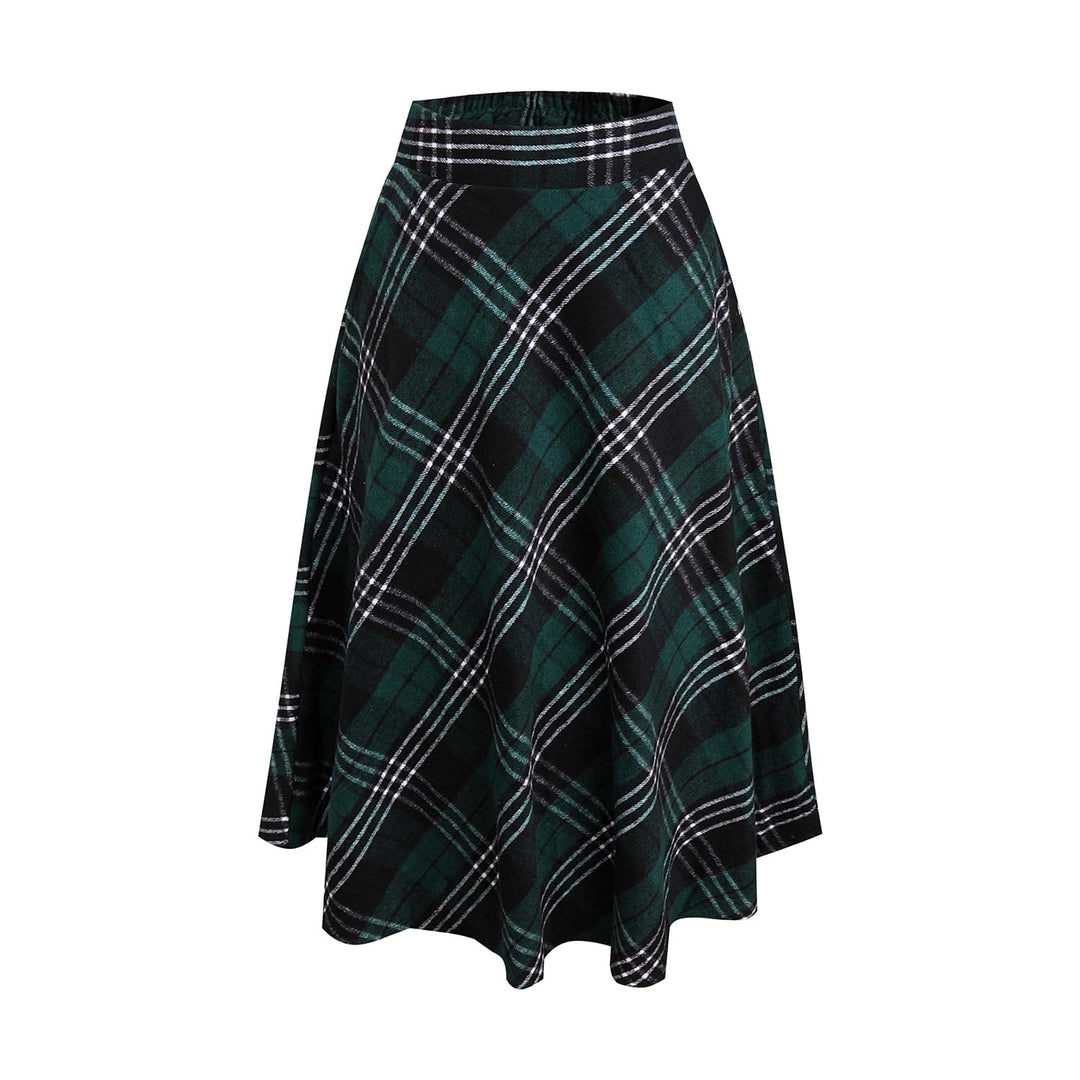 Rock Damen Lang Winterrock Kariert Wollrock Elegant Herbs mit Taschen | Midirock in 20 Farben. Weich