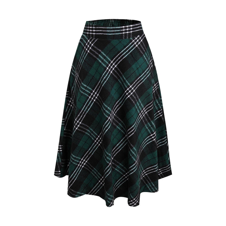 Rock Damen Lang Winterrock Kariert Wollrock Elegant Herbs mit Taschen | Midirock in 20 Farben. Weich