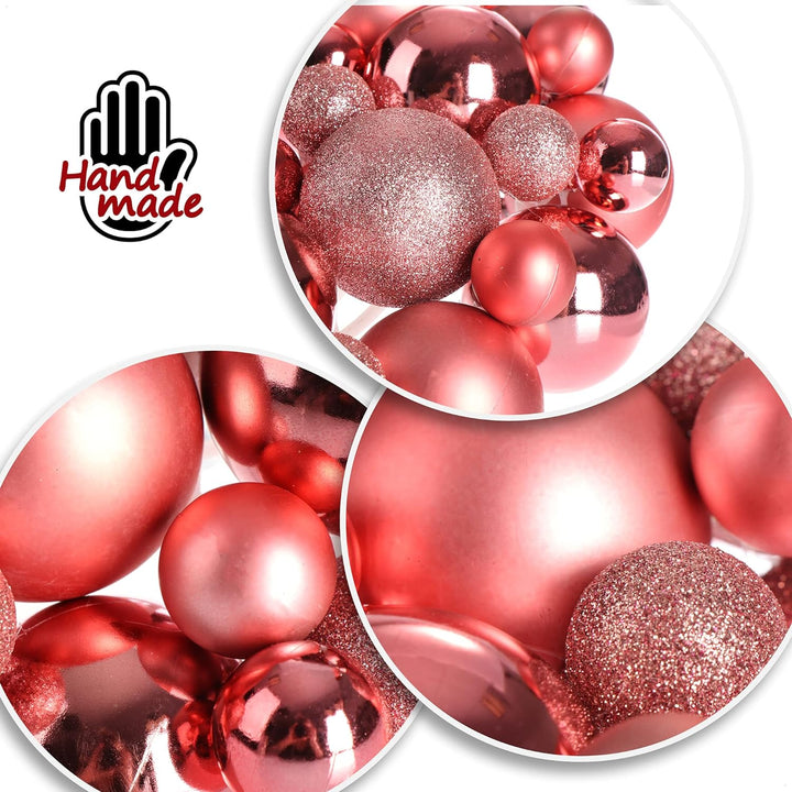 com-four® Türkranz Weihnachten - Adventskranz mit verschiedenen Christbaumkugeln in schönen Farben Ø