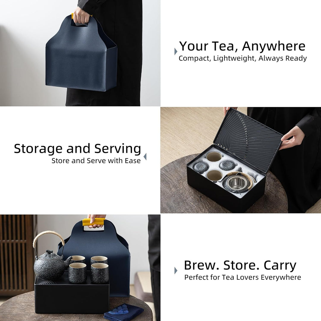 TEANAGOO Teekanne Portable Japanese Tea Set, Charcoal Grey Travel Porcelain Tea Set, 1 Teekanne (700