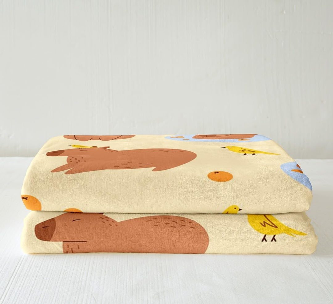 Homewish Capybaras Vlies Decke 150x200cm Nette Braune Capybaras Fuzzy Decke für Kleinkinder Teens Ju
