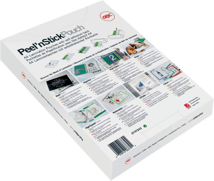 GBC selbstklebende Laminierfolien A3 75 mic, Peel'nStick, Robuste Laminiertaschen im 25er Pack, Glän