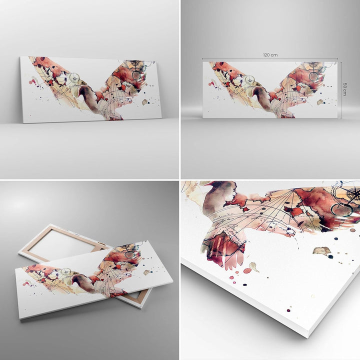 Wandbilder Dekoration Wohnzimmer Vogel Abstraktion Panorama Bilder auf Leinwand 120x50cm Leinwandbil