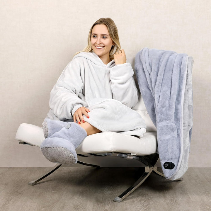 NorthHeat Beheizter Kuschel Hoodie | flauschige Ärmel Decke beheizbar | perfekt für Freundin, Mama u