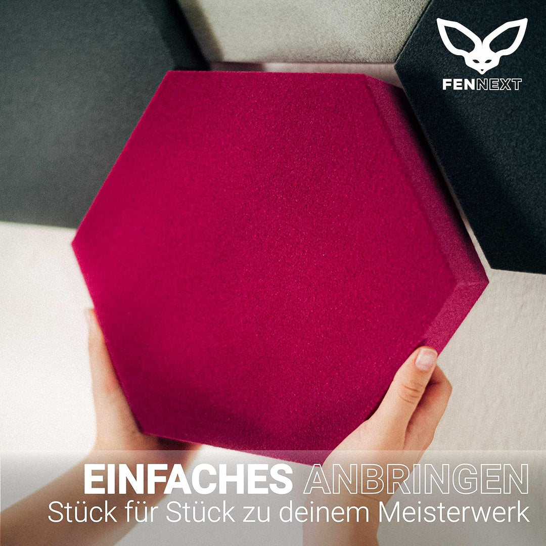 FENNEXT ® Velvet Schallabsorber Wand - Dekorative Hexagon Akustikpaneele für Gaming, YouTube Studio,