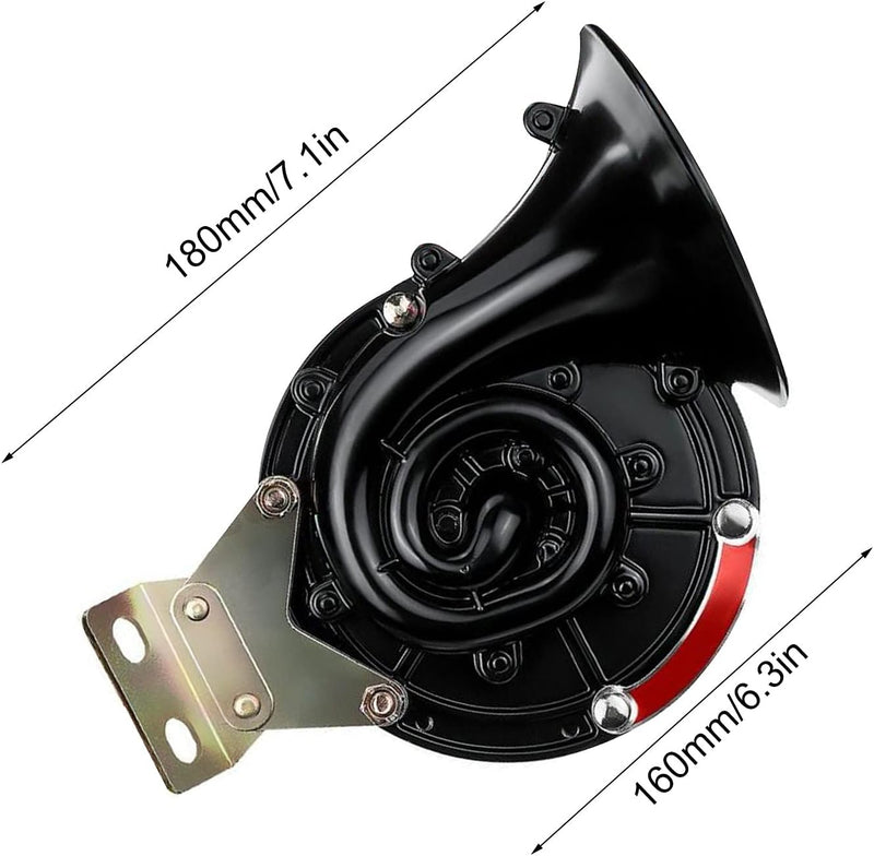 Auto Schneckenlufthorn, 12V/24V 300db Lautes Horn, Elektrische Einzelhorn Hupe Wasserdicht Schnecken