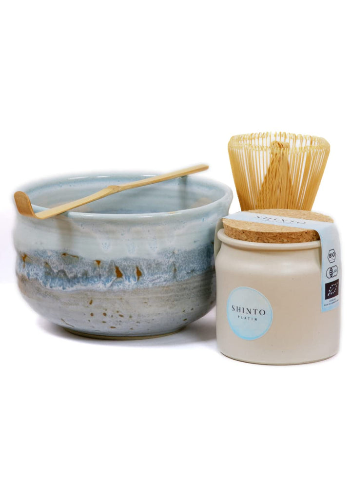 Matcha Tee Set Shinto® Platin - Ceremonial Bio Grüntee-Pulver - beschattet & handgepflückt aus Uji J