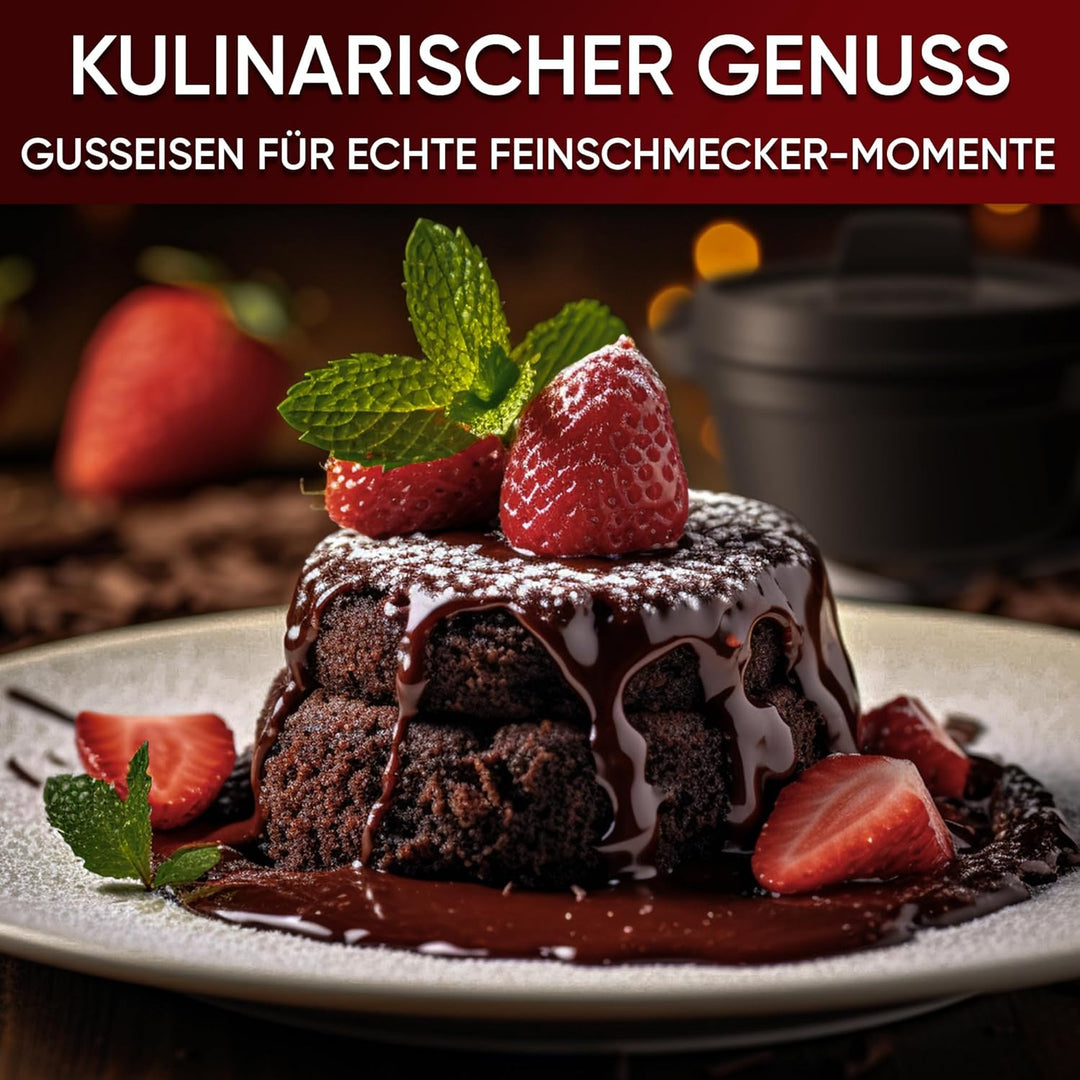 Dutch Oven Set Mini - 4x 300ml Gusseisen Mini Topf mit Deckel - bereits eingebrannter Mini Dutch Ove