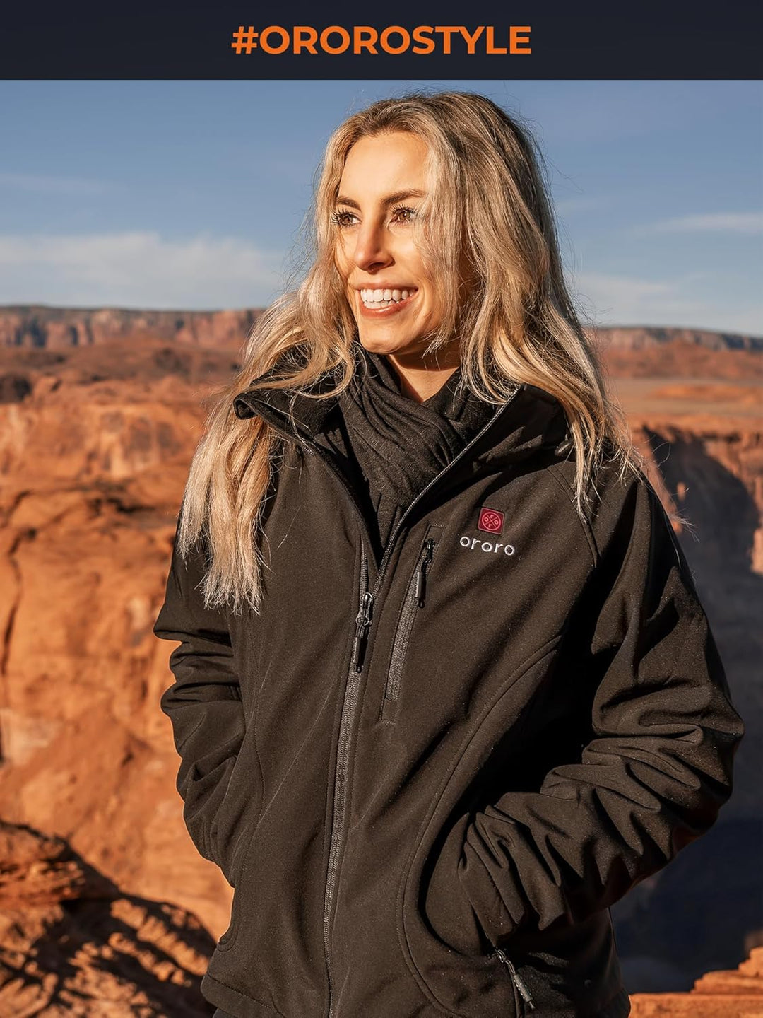 ORORO Beheizbare Jacke Damen mit Powerbank, Slim Fit Beheizte Jacke Damen Heizjacke Bis zu 10 Stunde