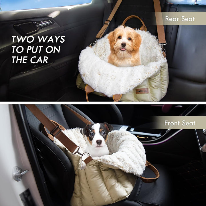 ClevaHome Autositz & Tragetasche & Bett für kleine Hunde – Rutschfester Autositz für Hunde bis 4,5 k