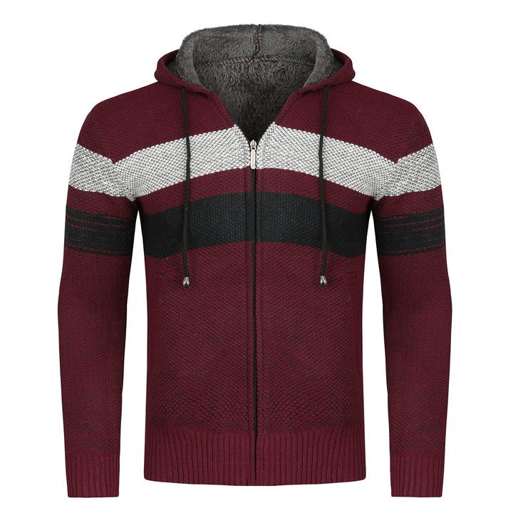 YOUTHUP Herren Strickjacke mit Kapuze Fleece Gefüttert Winter Cardigan Strick Fleecejacke Reissversc