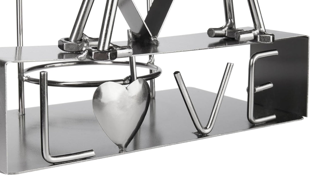 BRUBAKER Weinflaschenhalter Love Liebespaar im grossen Herz - Metall Flaschenhalter - 29 cm Wein Ges