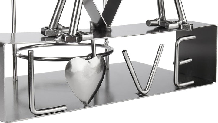 BRUBAKER Weinflaschenhalter Love Liebespaar im grossen Herz - Metall Flaschenhalter - 29 cm Wein Ges