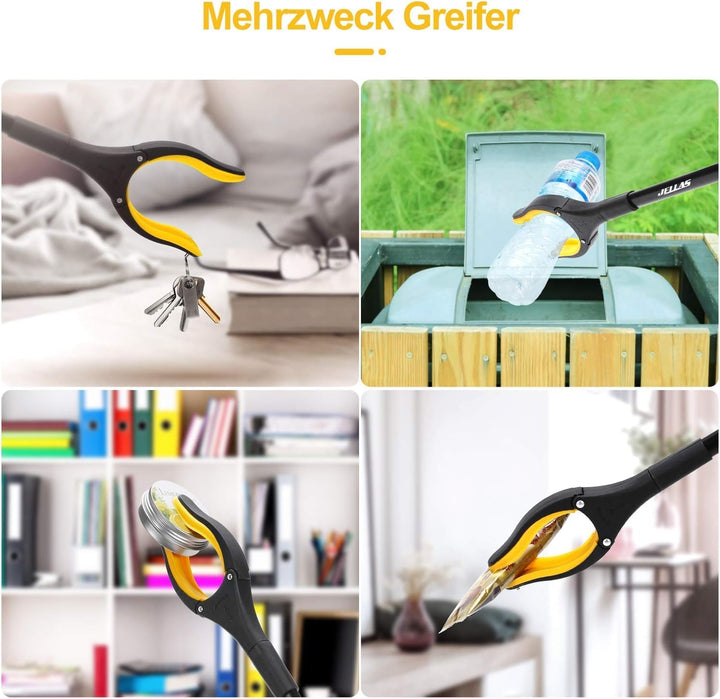 Jellas 2 Stück Faltbare Greifer mit Schuhlöffel, 0°- 180° abgewinkelter Arm, 80cm Langer Greif-Werkz