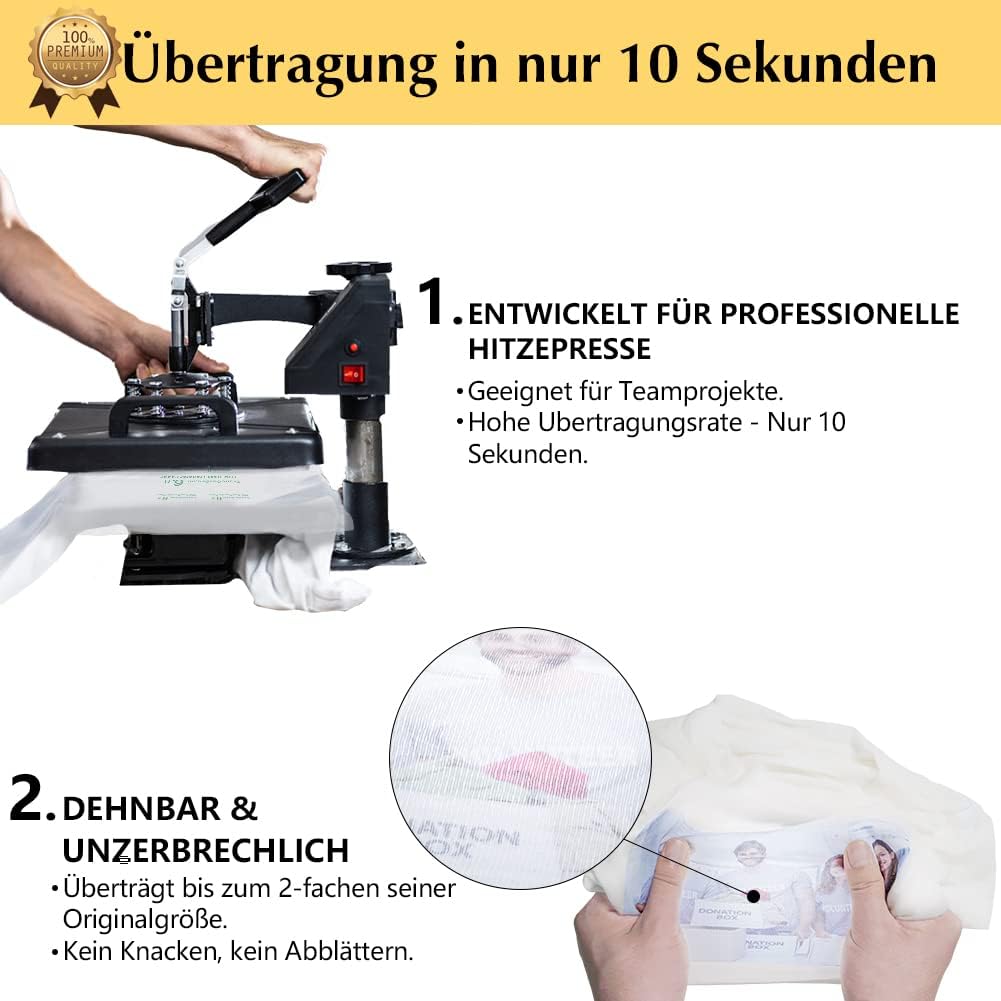TransOurDream Echte Inkjet Transferfolie,Bügelfolie für helle Textilien,Fuer Hiztepresse,spiegeldruc