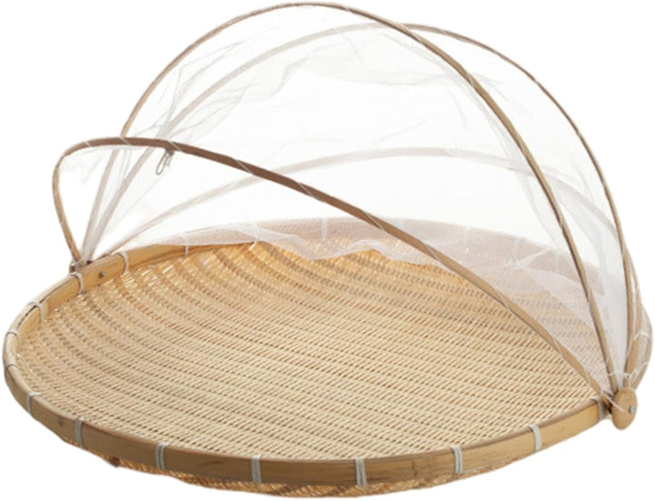 Netz-Obstkorb mit Deckel, 30, 5 cm grosser Bambus-Obstkorb mit Netz-Gaze-Abdeckung, Outdoor-Lebensmi