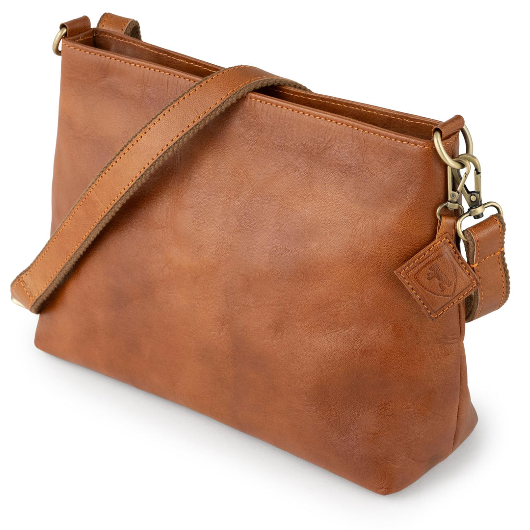 Berliner Bags Vintage Schultertasche Marbella M, Umhängetasche aus Leder, Handtasche für Frauen - Br