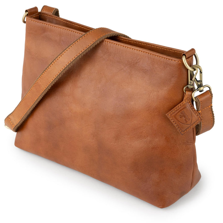 Berliner Bags Vintage Schultertasche Marbella M, Umhängetasche aus Leder, Handtasche für Frauen - Br