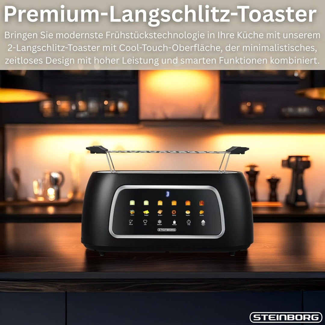 Steinborg® Automatik Toaster mit Brötchenaufsatz 4 Scheiben Automatische Liftfunktion ohne Hebel - L