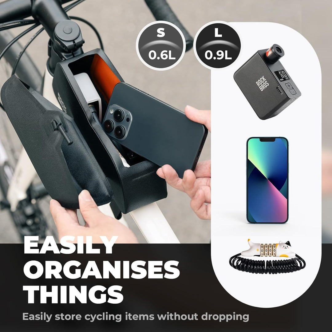 ROCKBROS Fahrrad Oberrohrtasche 100% Wasserdicht mit magnetischem Deckel Fahrradrahmentasche Dreieck