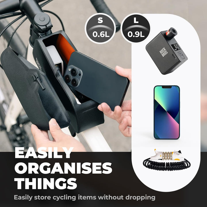 ROCKBROS Fahrrad Oberrohrtasche 100% Wasserdicht mit magnetischem Deckel Fahrradrahmentasche Dreieck