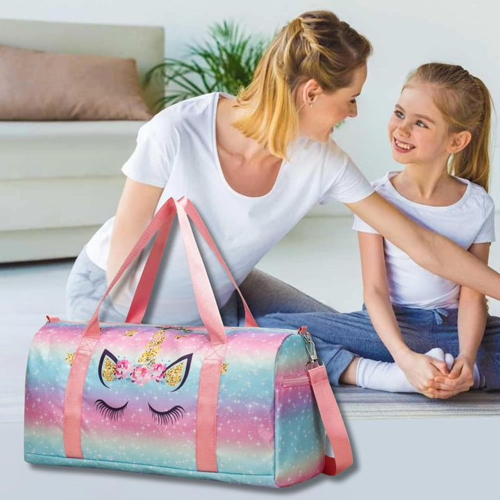 Suweir Sporttasche Kinder Reisetasche Jungen Mädchen mit Nassfach Schwimmtasche Weekender Duffle Bag