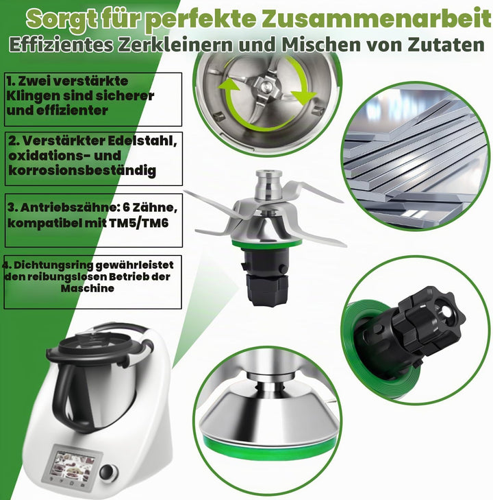 YUJUVI Messer für Vorwerk Thermomix TM5 TM6 Thеrmomix TM5 und TM6 Ersatzmesser aus Edelstahl Mixmess