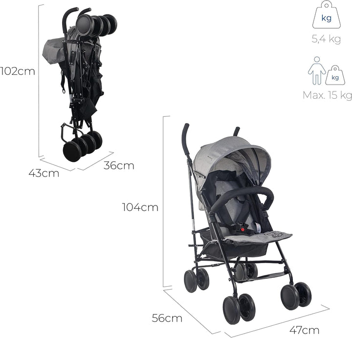 Mobiclinic®, Kinderwagen, Buggy, Elefant, Verstellbare Rückenlehne, Doppeltes Sicherheitssystem, Abn