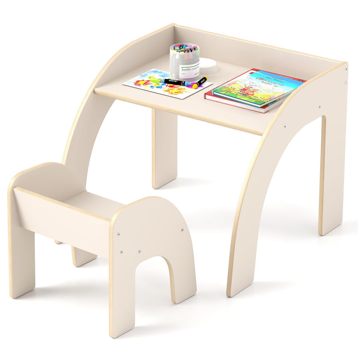 LIFEZEAL Kindertisch Set Holz, Kleiner Schreibtisch mit Stuhl für Kinder, Multifunktionaler Kinderle