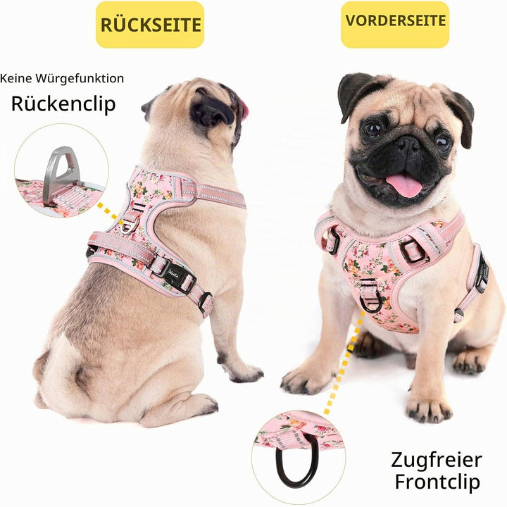 HEELE Hundegeschirr, No-Pull Hundegeschirr, Brustgeschirr für Mittelgrosse Hunde, Weich Atmungsaktiv
