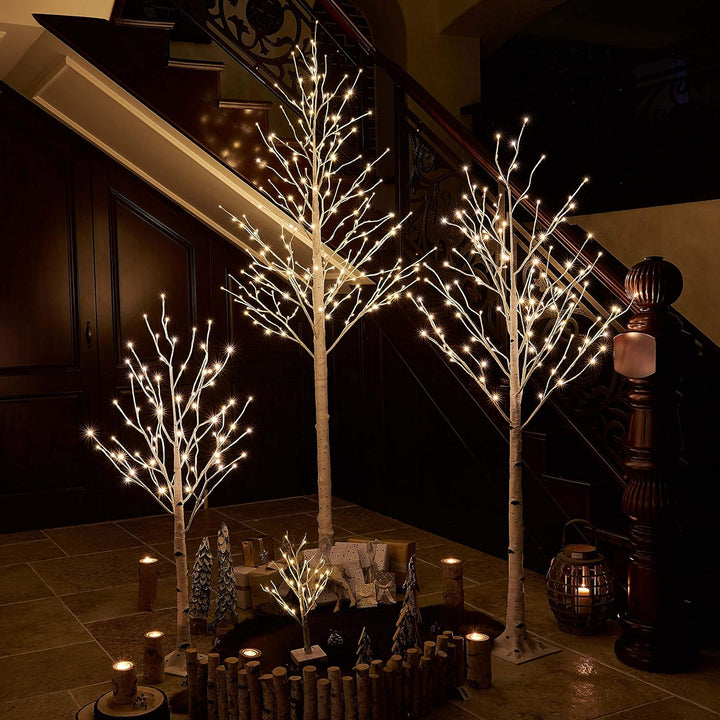 Hairui LED Baum Warmweiss 128LEDs Birke Lichterbaum 180CM Künstlicher Weihnachtsbaum mit Teilweise F