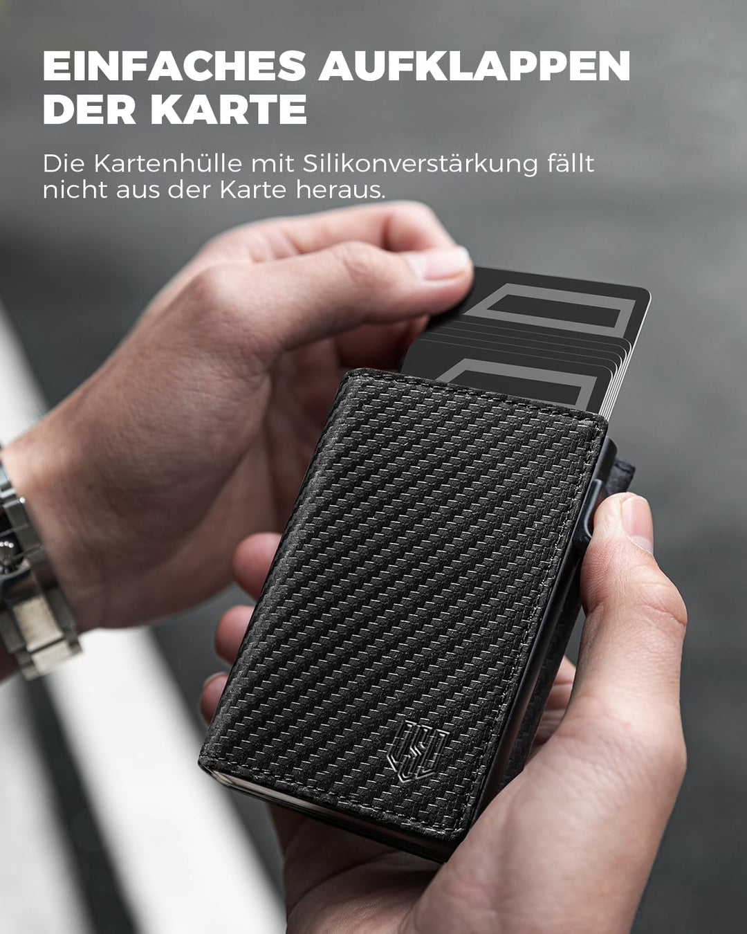 MagSnap Portmonee Herren I Slim Wallet mit Münzfach I Kreditkartenetui Geldbeutel für 10+ Karten I M