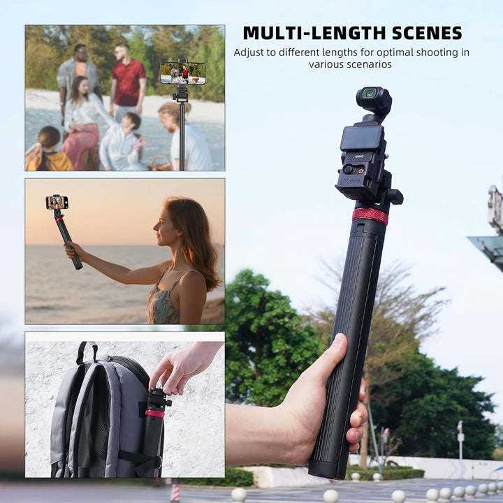 2M Pocket 3 4 Selfie Stick Stativ für GoPro Action Kamera, ausziehbarer Vlog Halter, kompatibel mit