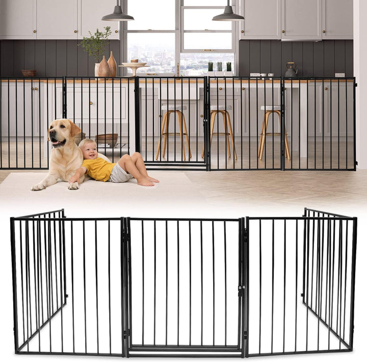 Kaminschutzgitter mit Tür 304 cm Metall Ofenschutzgitter Laufstall Absperrgitter mit Huckepackversch