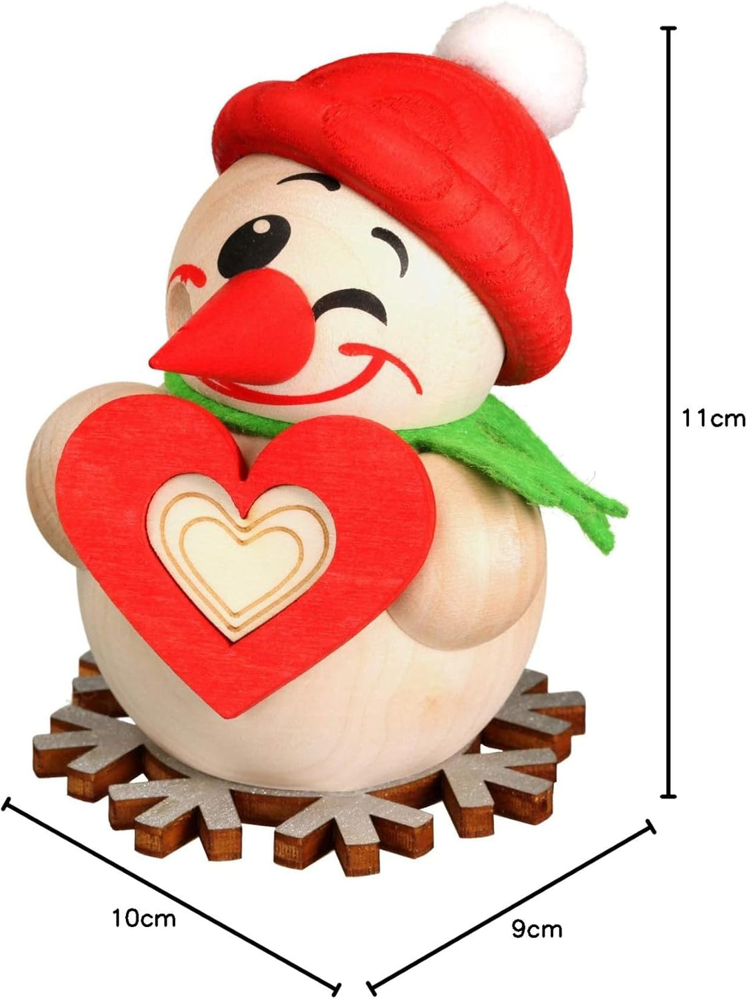 Seiffener Volkskunst | Deko Räuchermann | Mini Cool-Man Räuchermännchen 8 cm | Schneemann | Original
