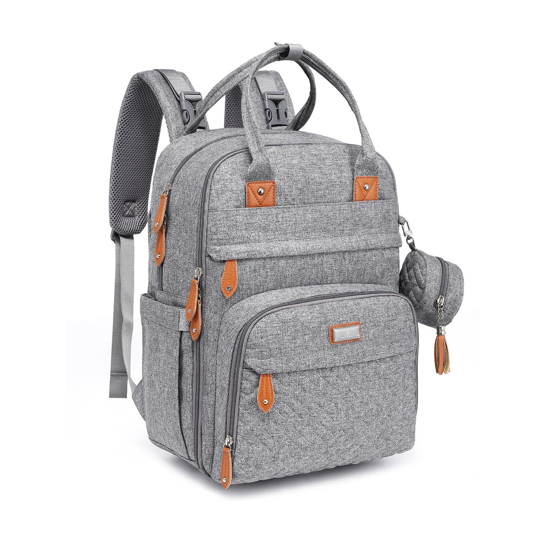 BabbleRoo Baby Wickeltasche/Rucksack, Wickelrucksack lässige Wickeltaschen Grau, Grau