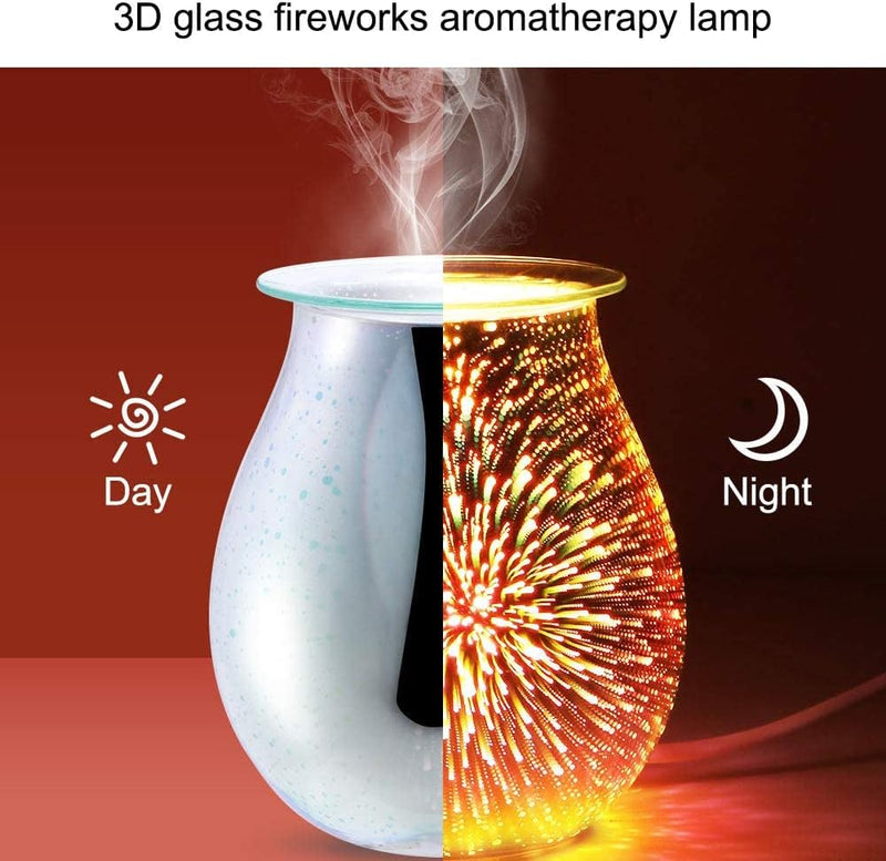 Elektrische Duftlampe, YUNYODA 3D Glas Aroma Lampe Wachsbrenner, Ölbrenner Wachs Schmelzbrenner Wärm