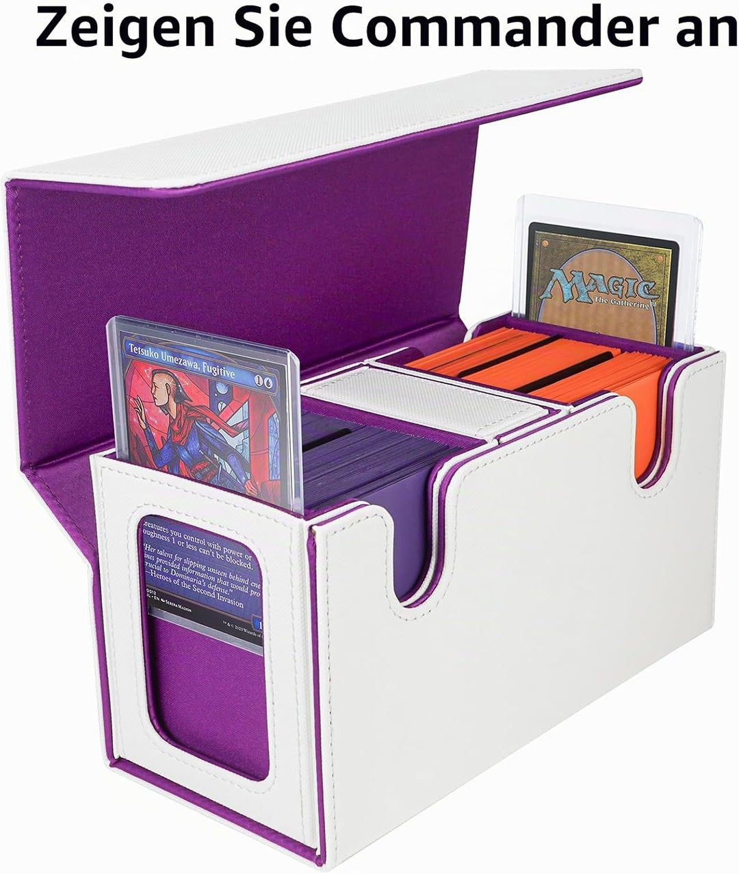 AFIING MTG Commander Kartenbox, 3-in-1 Karten-Aufbewahrungsbox für 200+ doppelt gesleevte Karten, Ma