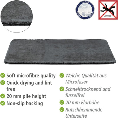 WENKO Badematte Saravan, Bad-Teppich in weicher Qualität aus Mikrofaser (100 % Polyester) mit 20 mm