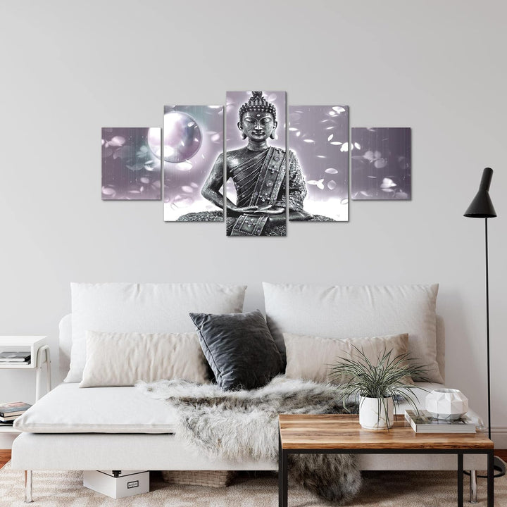 Runa Art Wandbilder Buddha Feng Shui 5 Teilig Bild auf Vlies Leinwand Deko Wohnzimmer Schlafzimmer Z