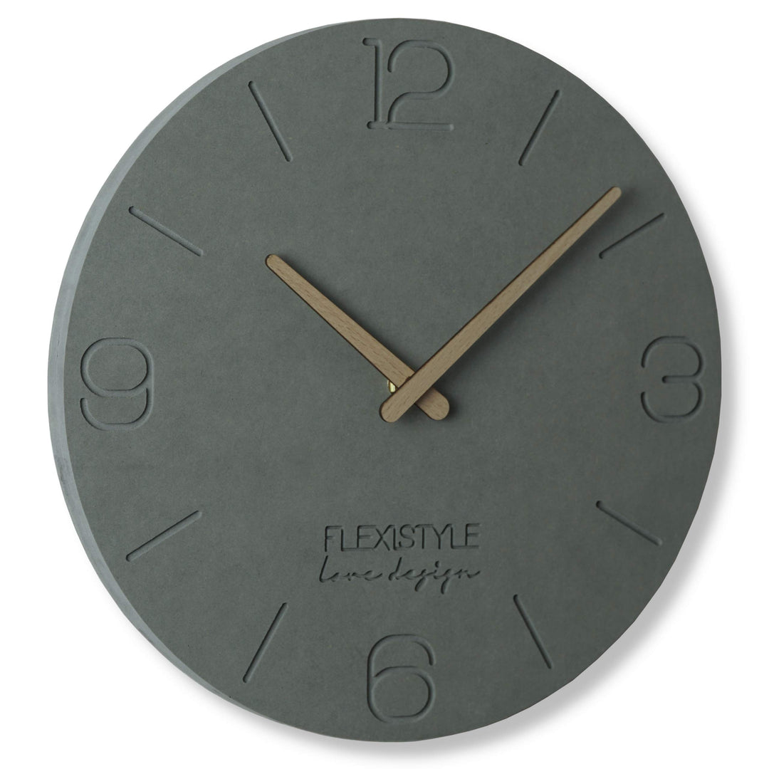 FLEXISTYLE Wanduhr ohne tickgeräusche ECO 30cm, Wohnzimmer, Schlafzimmer, in Europa hergestellt (Gra