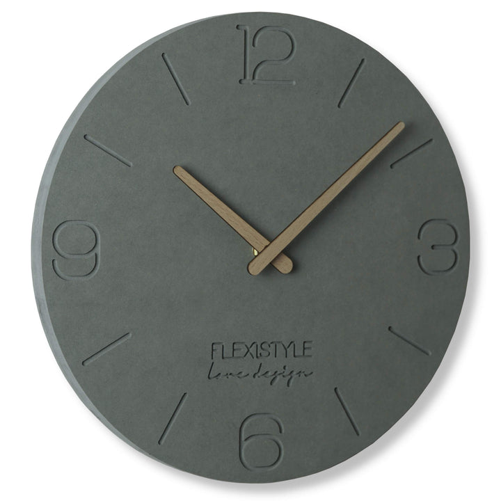 FLEXISTYLE Wanduhr ohne tickgeräusche ECO 30cm, Wohnzimmer, Schlafzimmer, in Europa hergestellt (Gra