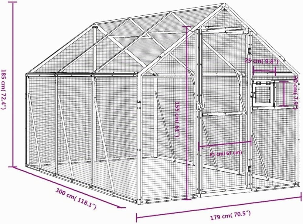 Vogelvoliere Aussen Winterfest Papageienkäfig Gross XXL Alu Voliere Bausatz 1,79x3x1,85 m Vogelkäfig